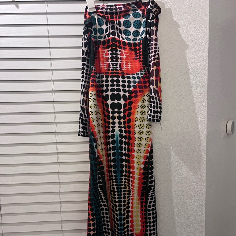 Multicolor Geometric Pattern Dress